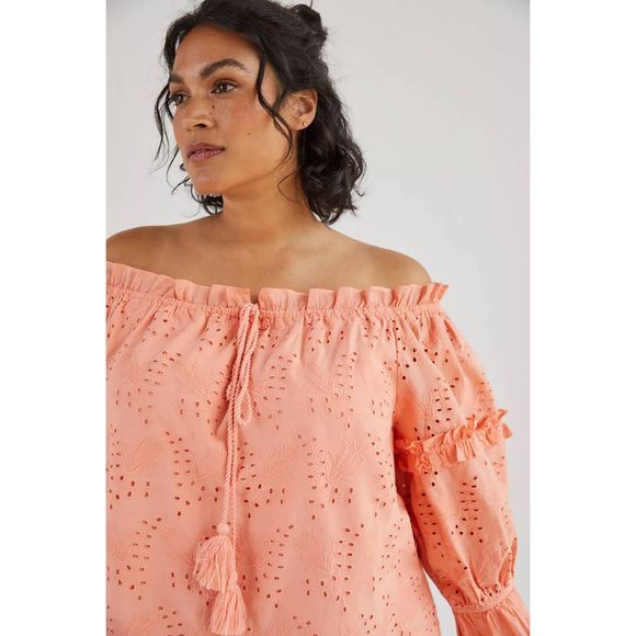 Anthropologie Jane Eyelet Lace Off-The-Shoulder Blouse Size 10 A37 - Picture 8 of 11